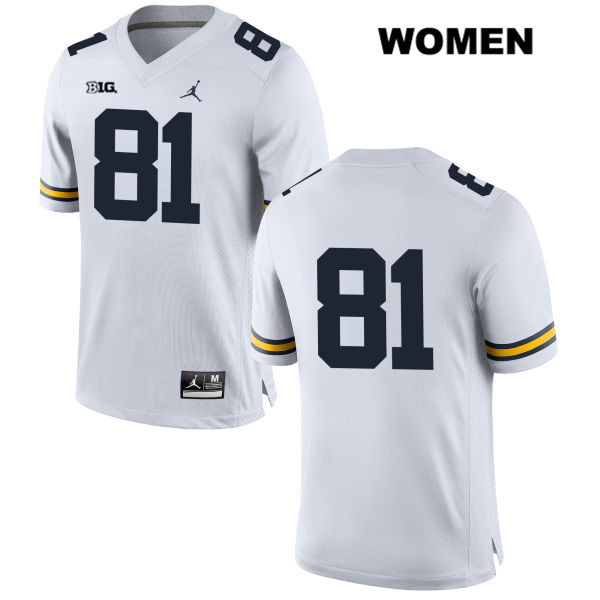 Women's NCAA Michigan Wolverines Nate Schoenle #81 No Name White Jordan Brand Authentic Stitched Football College Jersey WA25B58KN